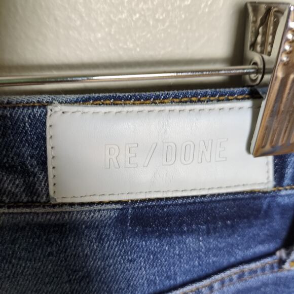 RE/DONE 80s Slim Straight Jeans Medium Wash Button Fly Distressed Women's 29 - Picture 3 of 5